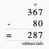 Calculate 367 minus 80 using long subtraction Calculate 367 minus 80 using long subtraction