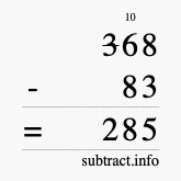 Calculate 368 minus 83 using long subtraction Calculate 368 minus 83 using long subtraction