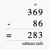 Calculate 369 minus 86 using long subtraction