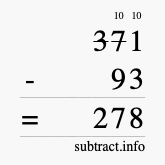 Calculate 371 minus 93 using long subtraction
