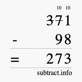 Calculate 371 minus 98 using long subtraction