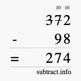Calculate 372 minus 98 using long subtraction Calculate 372 minus 98 using long subtraction