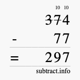 Calculate 374 minus 77 using long subtraction