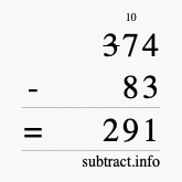 Calculate 374 minus 83 using long subtraction Calculate 374 minus 83 using long subtraction