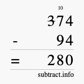 Calculate 374 minus 94 using long subtraction Calculate 374 minus 94 using long subtraction