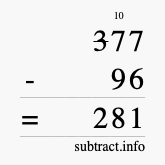 Calculate 377 minus 96 using long subtraction Calculate 377 minus 96 using long subtraction