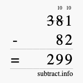 Calculate 381 minus 82 using long subtraction