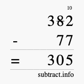 Calculate 382 minus 77 using long subtraction