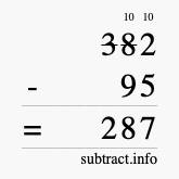 Calculate 382 minus 95 using long subtraction