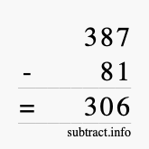 Calculate 387 minus 81 using long subtraction Calculate 387 minus 81 using long subtraction