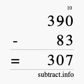 Calculate 390 minus 83 using long subtraction