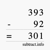 Calculate 393 minus 92 using long subtraction