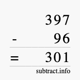 Calculate 397 minus 96 using long subtraction Calculate 397 minus 96 using long subtraction