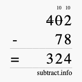 Calculate 402 minus 78 using long subtraction