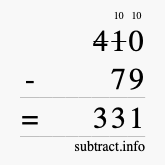 Calculate 410 minus 79 using long subtraction Calculate 410 minus 79 using long subtraction