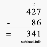 Calculate 427 minus 86 using long subtraction