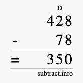 Calculate 428 minus 78 using long subtraction