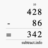 Calculate 428 minus 86 using long subtraction