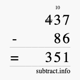 Calculate 437 minus 86 using long subtraction