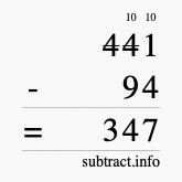 Calculate 441 minus 94 using long subtraction