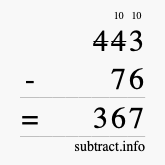 Calculate 443 minus 76 using long subtraction