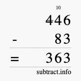 Calculate 446 minus 83 using long subtraction Calculate 446 minus 83 using long subtraction