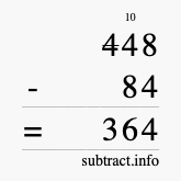 Calculate 448 minus 84 using long subtraction