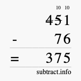 Calculate 451 minus 76 using long subtraction