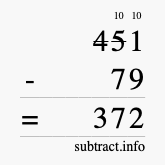 Calculate 451 minus 79 using long subtraction