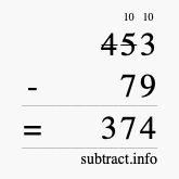 Calculate 453 minus 79 using long subtraction
