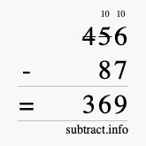Calculate 456 minus 87 using long subtraction