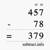 Calculate 457 minus 78 using long subtraction