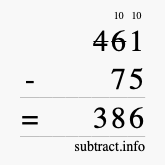 Calculate 461 minus 75 using long subtraction