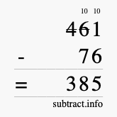 Calculate 461 minus 76 using long subtraction