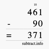 Calculate 461 minus 90 using long subtraction