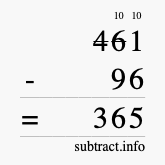 Calculate 461 minus 96 using long subtraction