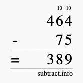 Calculate 464 minus 75 using long subtraction