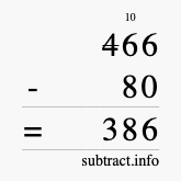 Calculate 466 minus 80 using long subtraction