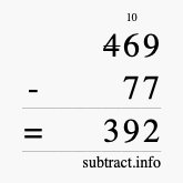 Calculate 469 minus 77 using long subtraction