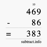 Calculate 469 minus 86 using long subtraction