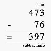 Calculate 473 minus 76 using long subtraction