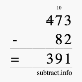 Calculate 473 minus 82 using long subtraction