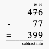 Calculate 476 minus 77 using long subtraction