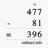 Calculate 477 minus 81 using long subtraction Calculate 477 minus 81 using long subtraction