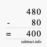 Calculate 480 minus 80 using long subtraction