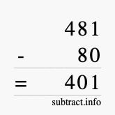 Calculate 481 minus 80 using long subtraction