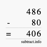 Calculate 486 minus 80 using long subtraction