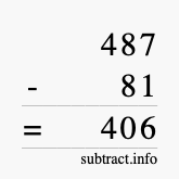 Calculate 487 minus 81 using long subtraction Calculate 487 minus 81 using long subtraction