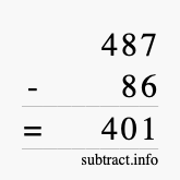 Calculate 487 minus 86 using long subtraction