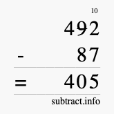 Calculate 492 minus 87 using long subtraction